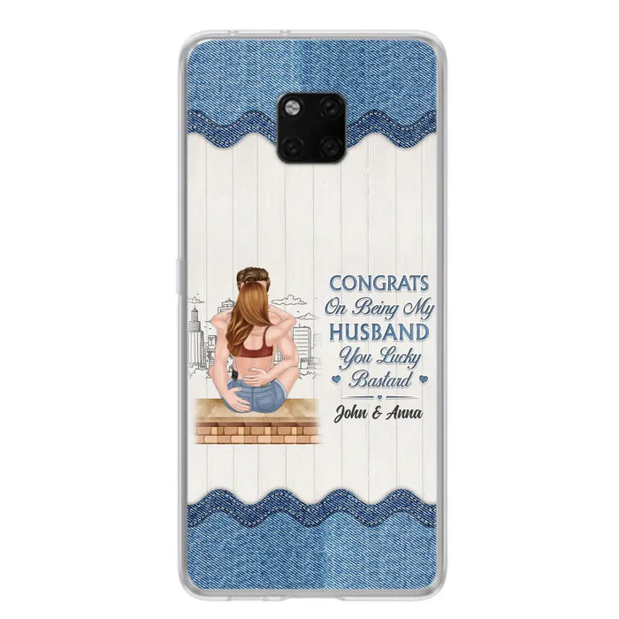 Custom Personalized Couple Phone Case - Gift Idea For Couple/Valentines Day - Congrats On Being My Husband You Lucky Bastard - Case For Oppo/Xiaomi/Huawei