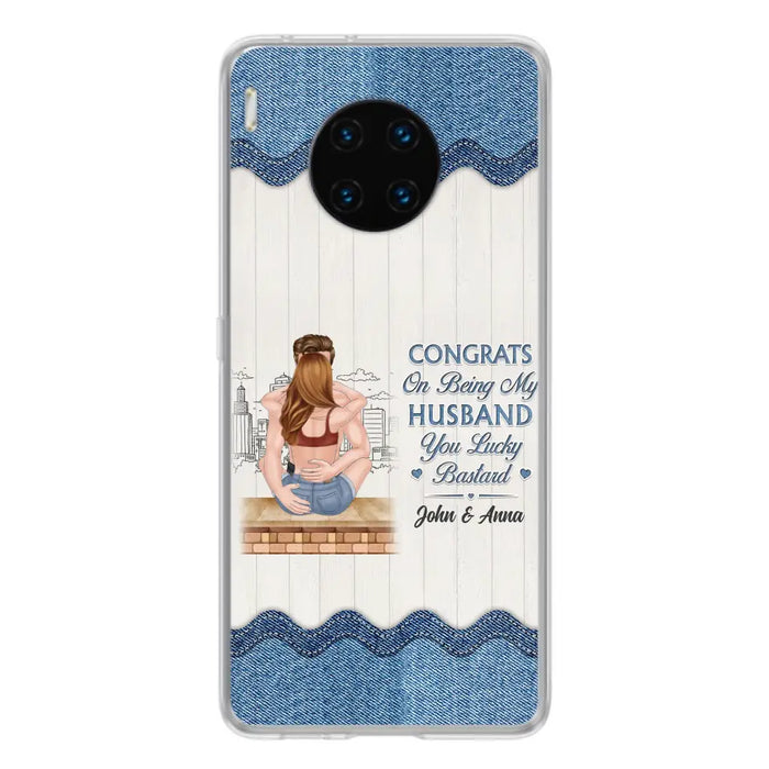 Custom Personalized Couple Phone Case - Gift Idea For Couple/Valentines Day - Congrats On Being My Husband You Lucky Bastard - Case For Oppo/Xiaomi/Huawei