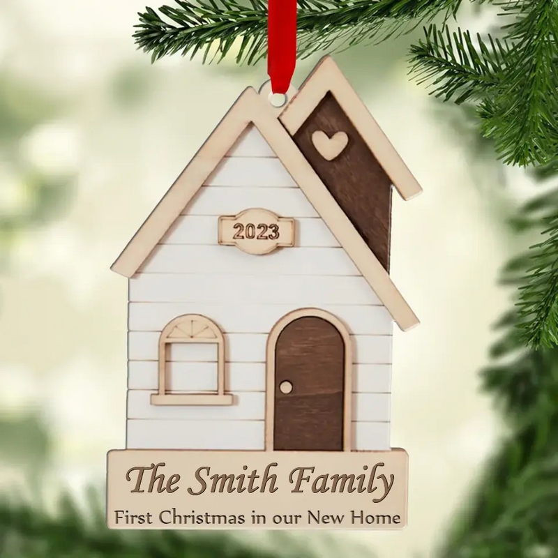 Personalized New Home Wooden Ornament - Christmas Gift Idea for Family - First Christmas In Our New Home