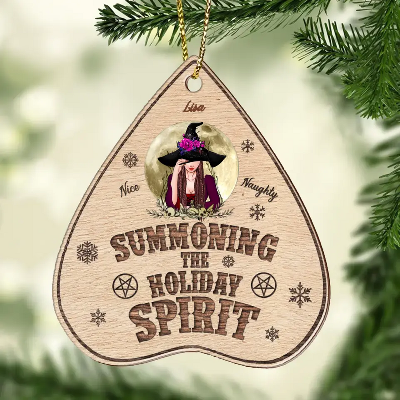 Personalized Summoning The Holiday Spirit Wooden Ornament - Horror Christmas Decoration, Nightmare Christmas - Gift Idea For Witch Lover