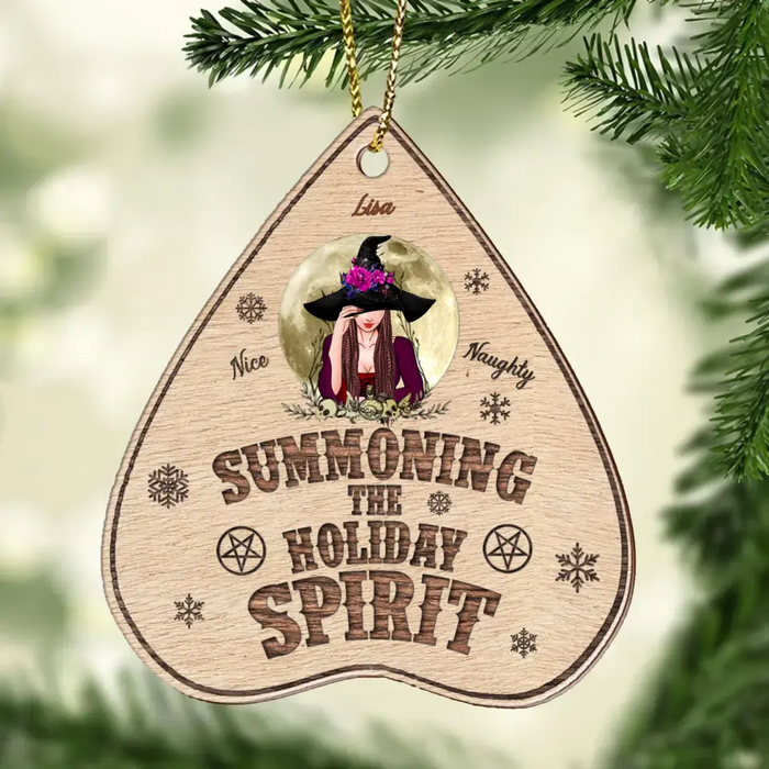 Custom Personalized Summoning The Holiday Spirit Wooden Ornament - Horror Christmas Decoration, Nightmare Christmas - Gift Idea For Witch Lover