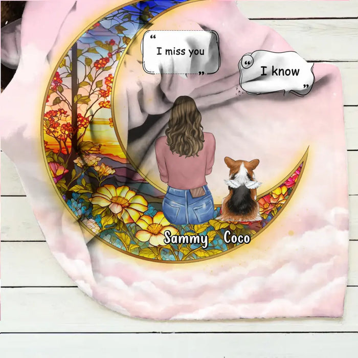 Custom Personalized Memorial Pet Single Layer Fleece/Quilt Blanket - Upto 3 Dogs/Cats/Rabbits - Memorial Gift Idea for Pet Owners