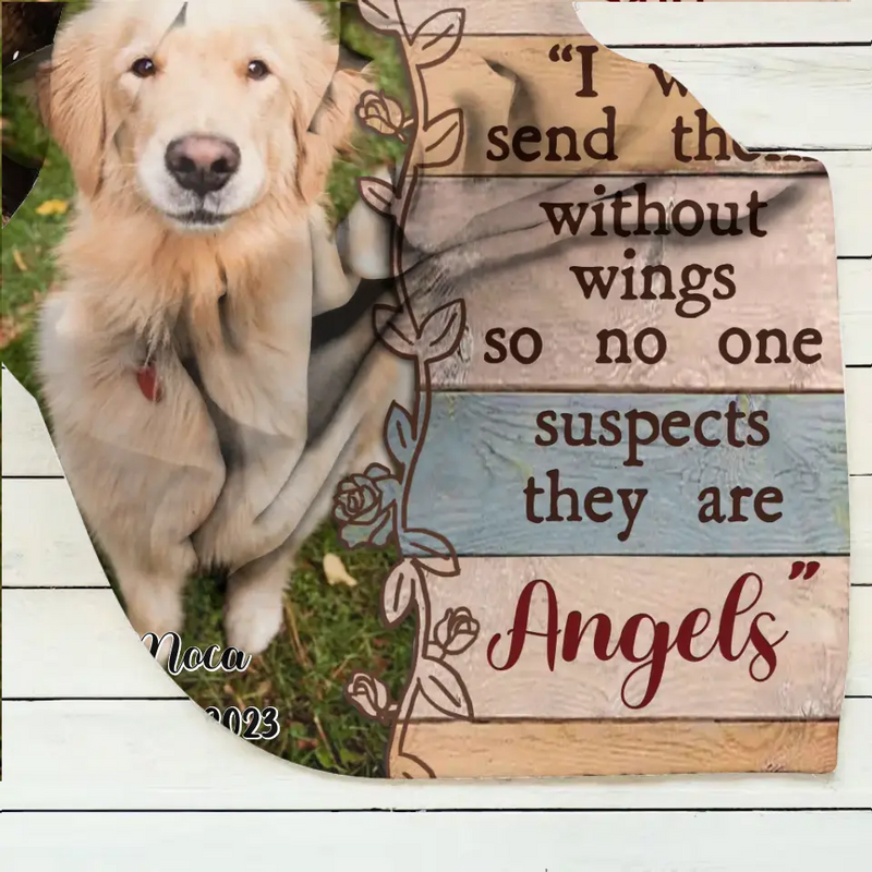 Personalized Memorial Fleece Throw Blanket/Quilt - Upload Dog/Cat Photo - And God Said "I Will Send Them Without Wings So No One Suspects They Are Angels"
