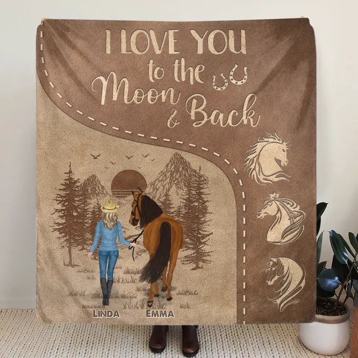 Custom Personalized Horse Girl Single Layer Fleece/ Quilt Blanket - Upto 4 Horses - Gift Idea For Horse Lover - Just A Girl Who Loves Horses