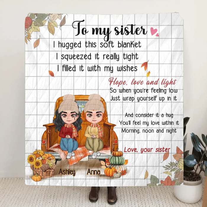 Custom Personalized Autumn Sister Pillow Cover/Single Layer Fleece/Quilt Blanket - Autumn Gift Idea for Sisters - To My Sister
