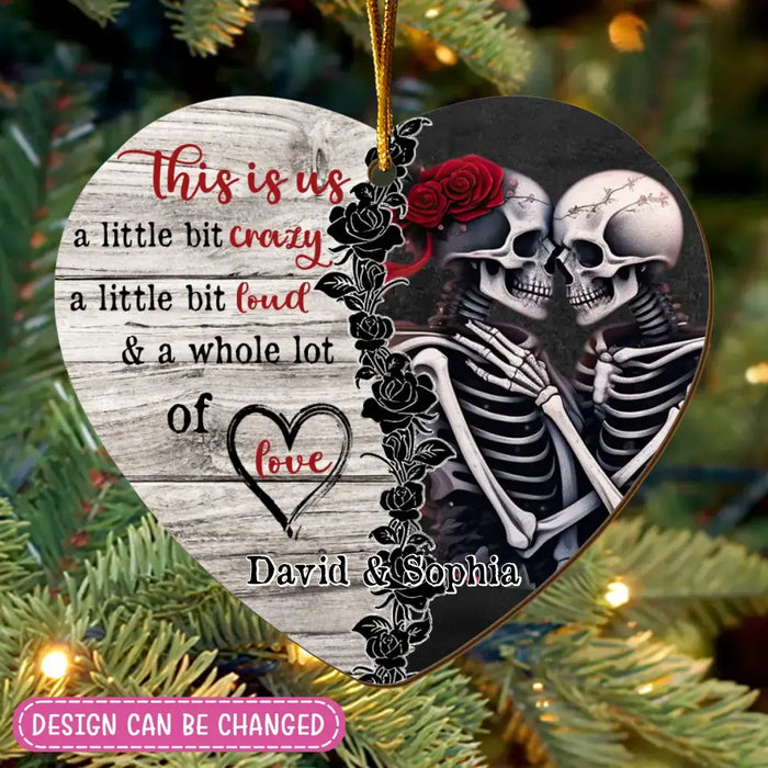 Custom Personalized Skull Couple Wooden Ornament - Christmas Gift Idea For Couple - This Is Us