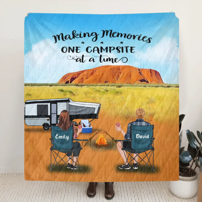 Custom Personalized Australian Camping Blanket - Parents with Up to 3 Kids and 3 Pets - Best Gift For Camping Lovers - Making Memories One Campsite At A Time