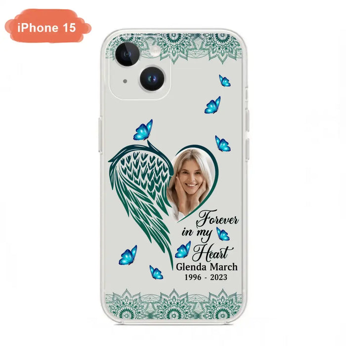 Custom Personalized Memorial Wing Heart Phone Case - Memorial Gift Idea For Family - Case For iPhone/Samsung - Forever In My Heart