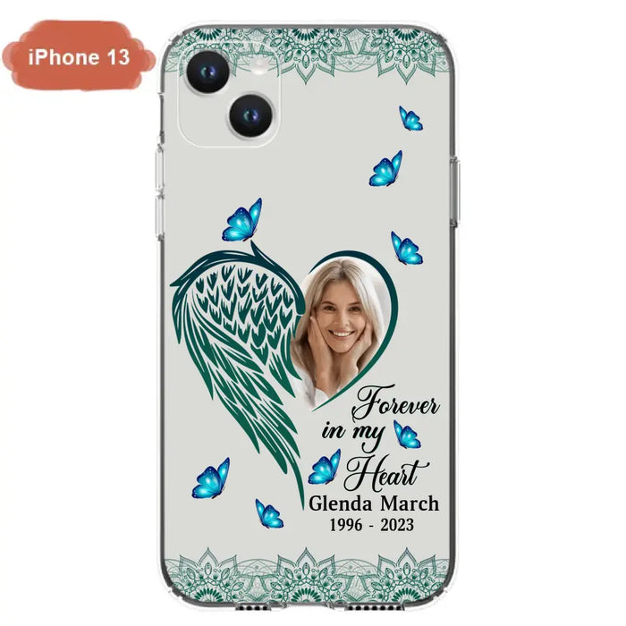 Custom Personalized Memorial Wing Heart Phone Case - Memorial Gift Idea For Family - Case For iPhone/Samsung - Forever In My Heart