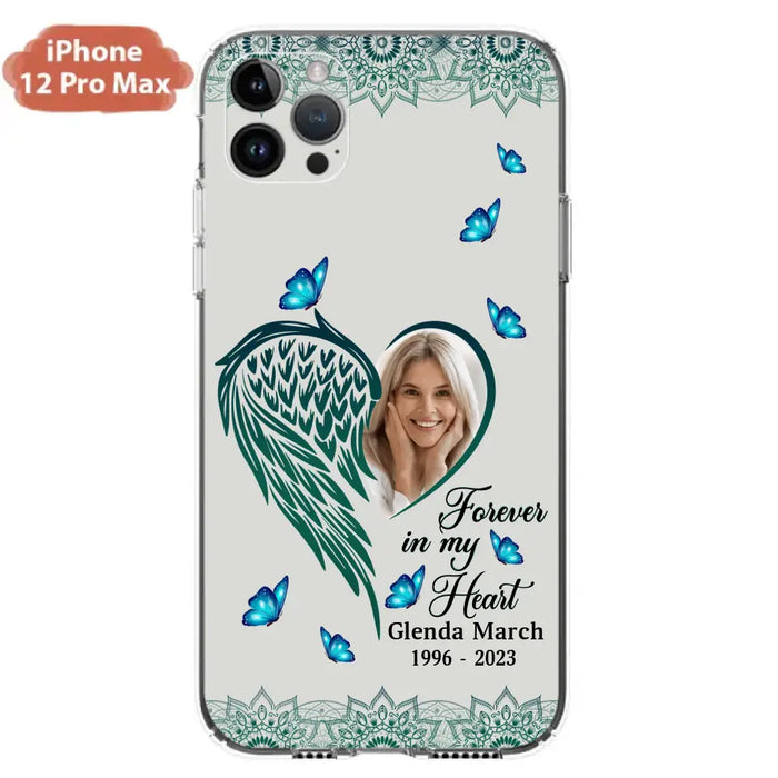 Custom Personalized Memorial Wing Heart Phone Case - Memorial Gift Idea For Family - Case For iPhone/Samsung - Forever In My Heart