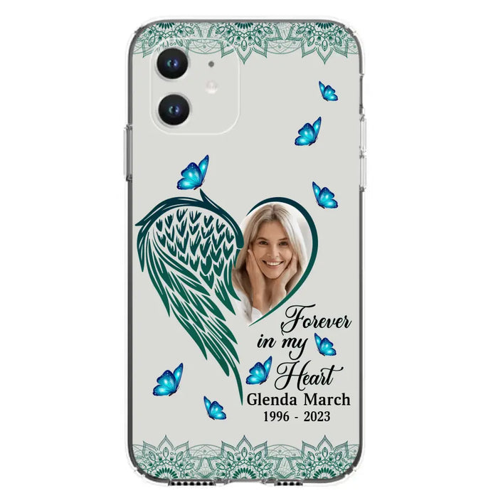 Custom Personalized Memorial Wing Heart Phone Case - Memorial Gift Idea For Family - Case For iPhone/Samsung - Forever In My Heart