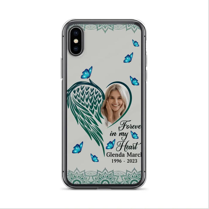 Custom Personalized Memorial Wing Heart Phone Case - Memorial Gift Idea For Family - Case For iPhone/Samsung - Forever In My Heart