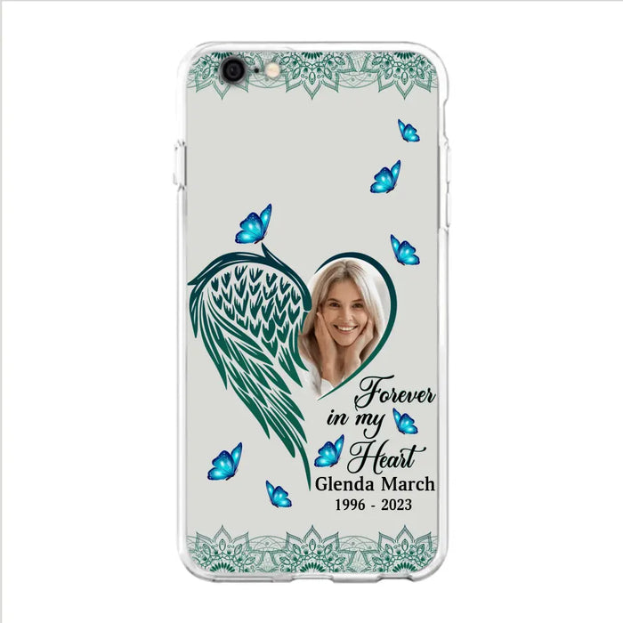 Custom Personalized Memorial Wing Heart Phone Case - Memorial Gift Idea For Family - Case For iPhone/Samsung - Forever In My Heart