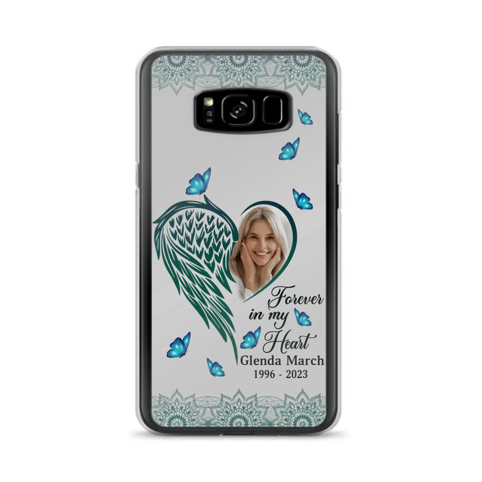 Custom Personalized Memorial Wing Heart Phone Case - Memorial Gift Idea For Family - Case For iPhone/Samsung - Forever In My Heart