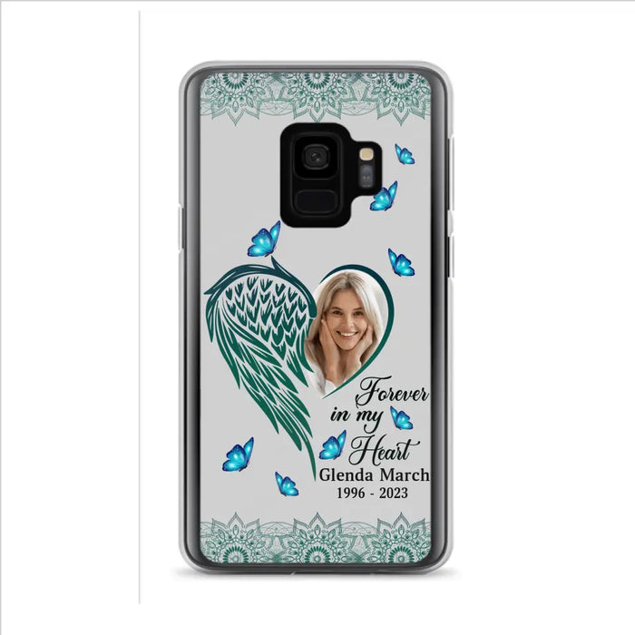 Custom Personalized Memorial Wing Heart Phone Case - Memorial Gift Idea For Family - Case For iPhone/Samsung - Forever In My Heart