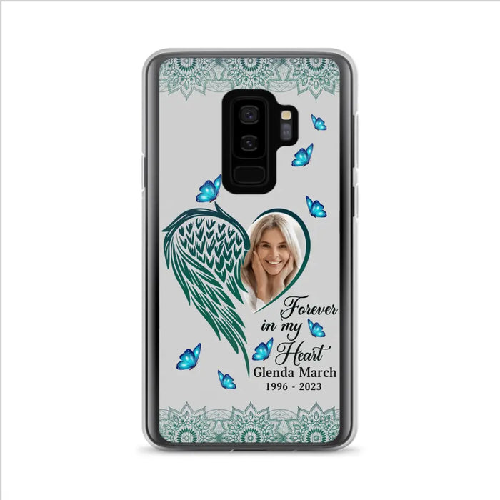 Custom Personalized Memorial Wing Heart Phone Case - Memorial Gift Idea For Family - Case For iPhone/Samsung - Forever In My Heart