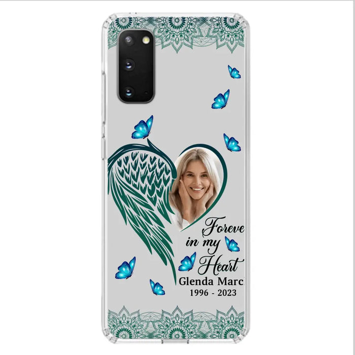 Custom Personalized Memorial Wing Heart Phone Case - Memorial Gift Idea For Family - Case For iPhone/Samsung - Forever In My Heart