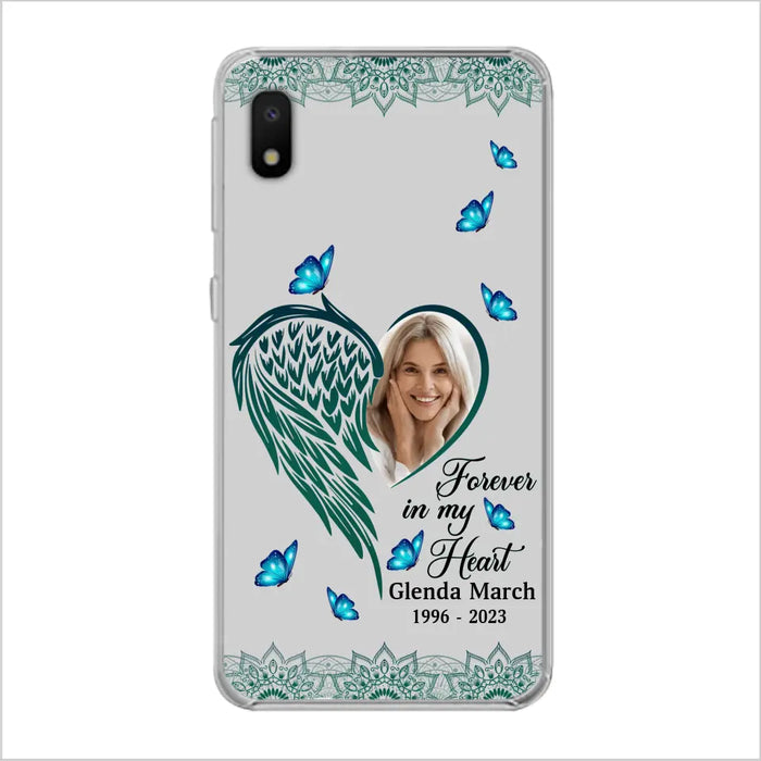 Custom Personalized Memorial Wing Heart Phone Case - Memorial Gift Idea For Family - Case For iPhone/Samsung - Forever In My Heart