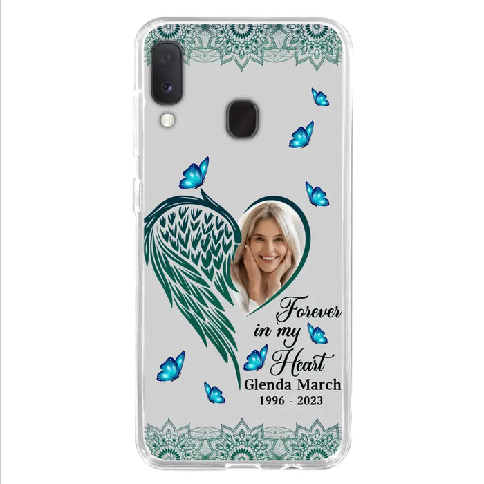 Custom Personalized Memorial Wing Heart Phone Case - Memorial Gift Idea For Family - Case For iPhone/Samsung - Forever In My Heart