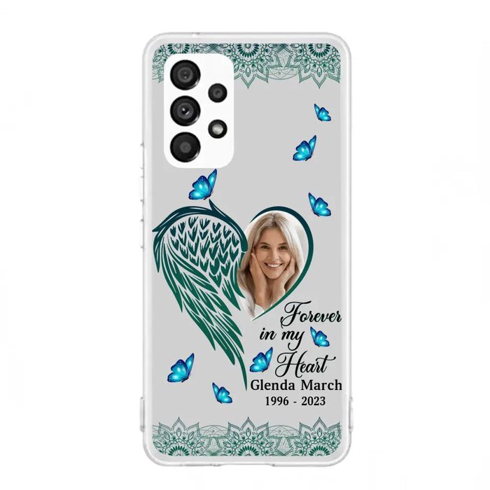 Custom Personalized Memorial Wing Heart Phone Case - Memorial Gift Idea For Family - Case For iPhone/Samsung - Forever In My Heart