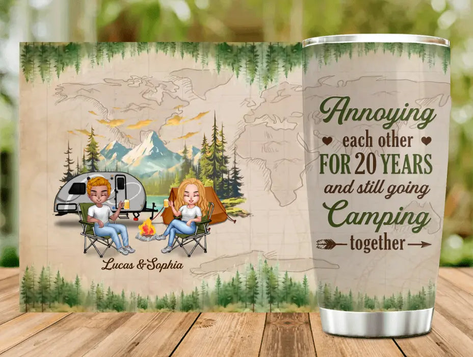 Custom Personalized Camping Couple Tumbler - Gift Idea For Camping Lover/Couple - Annoying Each Other For 20 Years And Still Going Camping Together