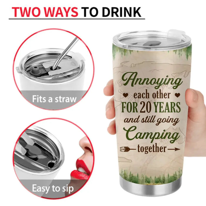 Custom Personalized Camping Couple Tumbler - Gift Idea For Camping Lover/Couple - Annoying Each Other For 20 Years And Still Going Camping Together