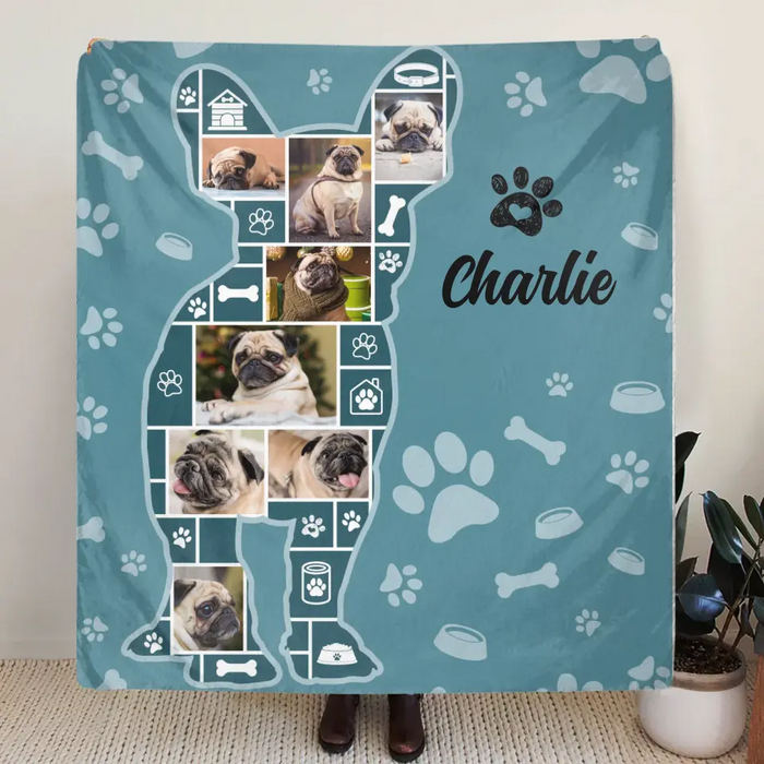 Custom Dog Photo Quilt/Single Layer Fleece Blanket - Gift Idea for Dog Lovers/Owners