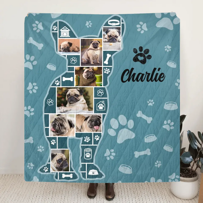 Custom Dog Photo Quilt/Single Layer Fleece Blanket - Gift Idea for Dog Lovers/Owners
