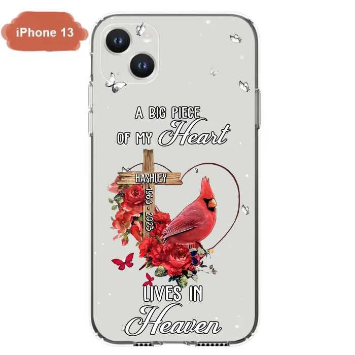 Personalized Memorial Cardinal Phone Case - Memorial Gift Idea For Family - A Big Piece Of My Heart Lives In Heaven - Case For iPhone/Samsung