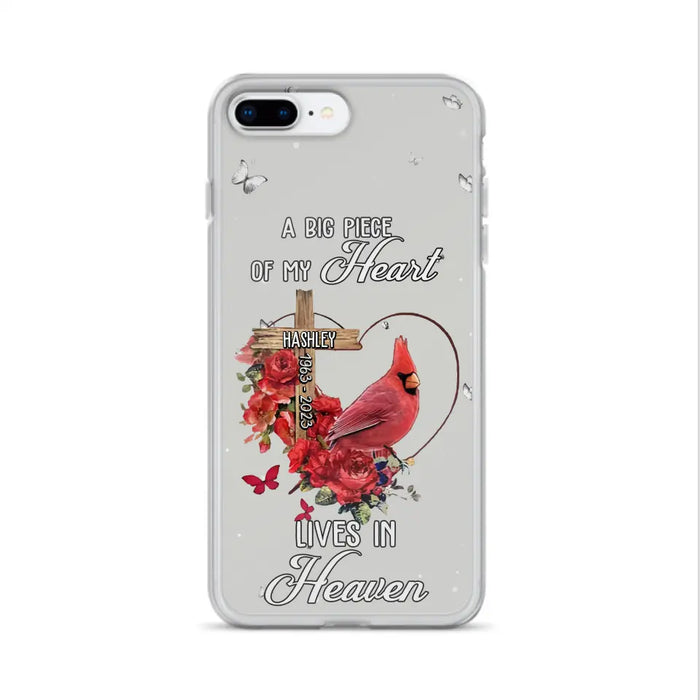 Personalized Memorial Cardinal Phone Case - Memorial Gift Idea For Family - A Big Piece Of My Heart Lives In Heaven - Case For iPhone/Samsung