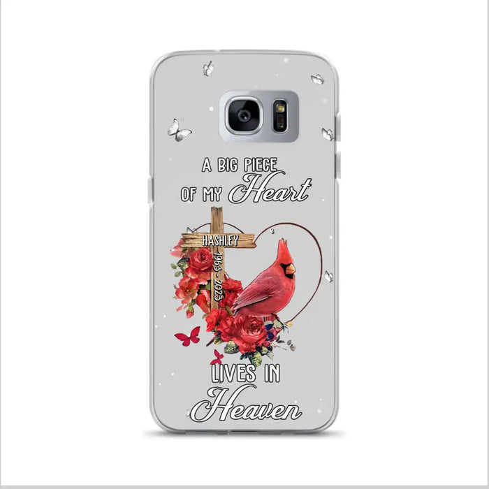 Personalized Memorial Cardinal Phone Case - Memorial Gift Idea For Family - A Big Piece Of My Heart Lives In Heaven - Case For iPhone/Samsung