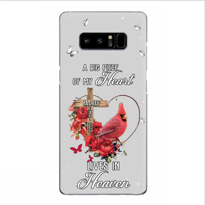 Personalized Memorial Cardinal Phone Case - Memorial Gift Idea For Family - A Big Piece Of My Heart Lives In Heaven - Case For iPhone/Samsung