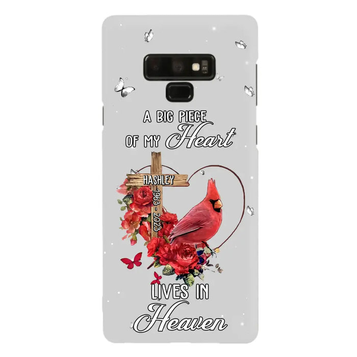 Personalized Memorial Cardinal Phone Case - Memorial Gift Idea For Family - A Big Piece Of My Heart Lives In Heaven - Case For iPhone/Samsung