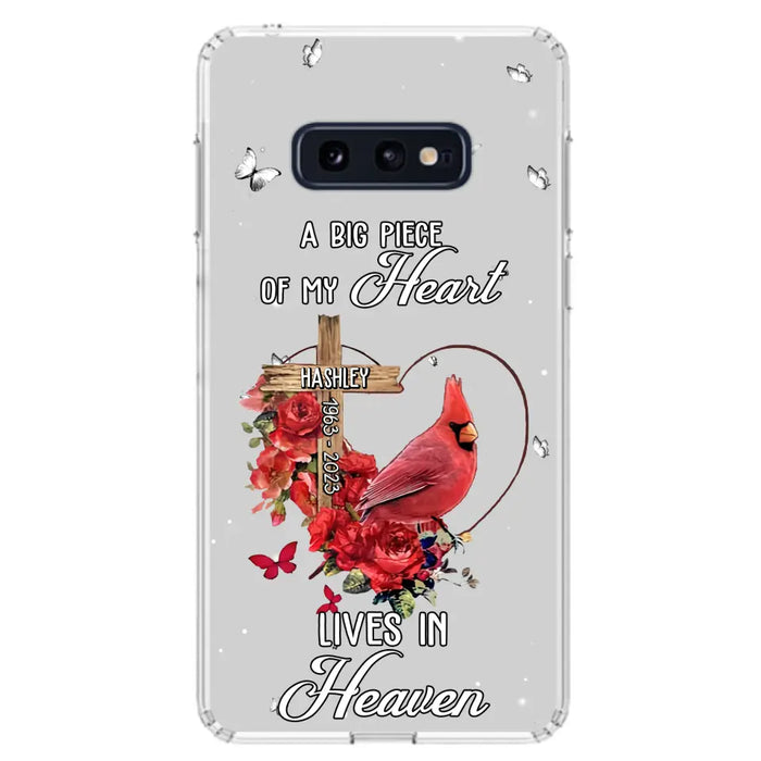 Personalized Memorial Cardinal Phone Case - Memorial Gift Idea For Family - A Big Piece Of My Heart Lives In Heaven - Case For iPhone/Samsung