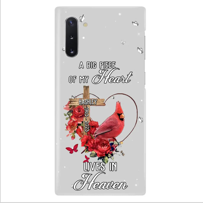 Personalized Memorial Cardinal Phone Case - Memorial Gift Idea For Family - A Big Piece Of My Heart Lives In Heaven - Case For iPhone/Samsung