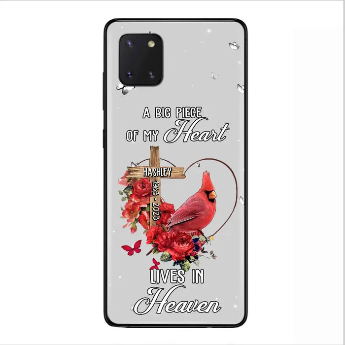 Personalized Memorial Cardinal Phone Case - Memorial Gift Idea For Family - A Big Piece Of My Heart Lives In Heaven - Case For iPhone/Samsung