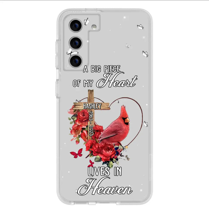 Personalized Memorial Cardinal Phone Case - Memorial Gift Idea For Family - A Big Piece Of My Heart Lives In Heaven - Case For iPhone/Samsung