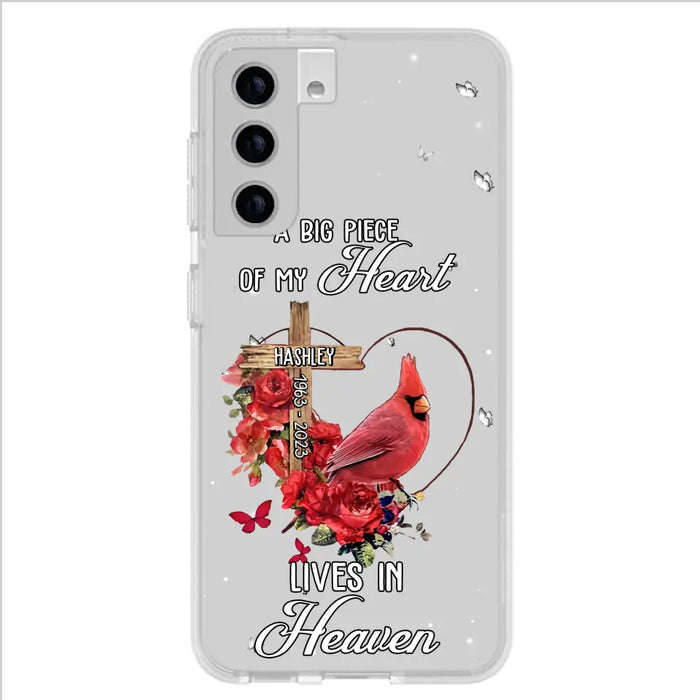 Personalized Memorial Cardinal Phone Case - Memorial Gift Idea For Family - A Big Piece Of My Heart Lives In Heaven - Case For iPhone/Samsung