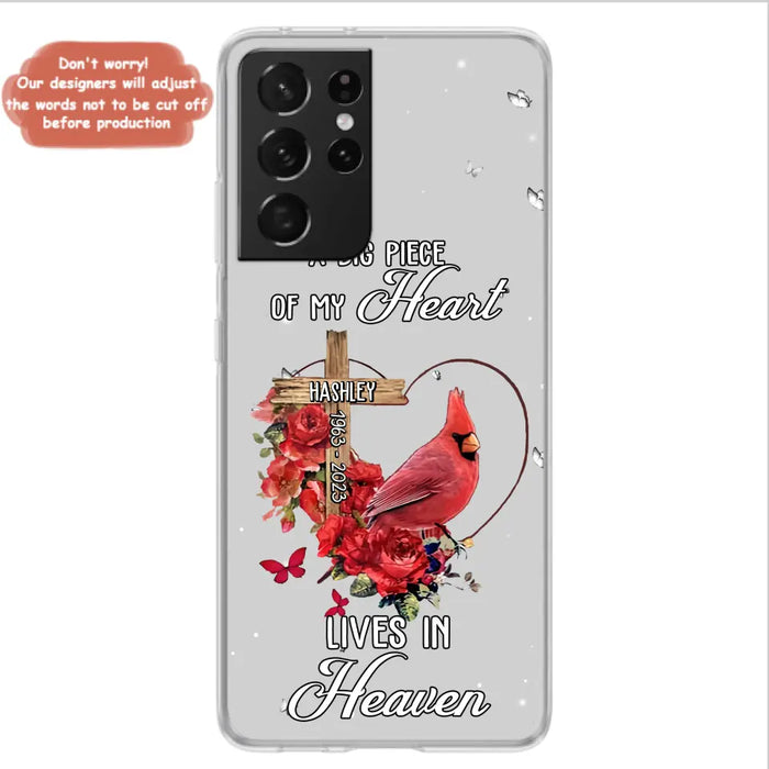 Personalized Memorial Cardinal Phone Case - Memorial Gift Idea For Family - A Big Piece Of My Heart Lives In Heaven - Case For iPhone/Samsung