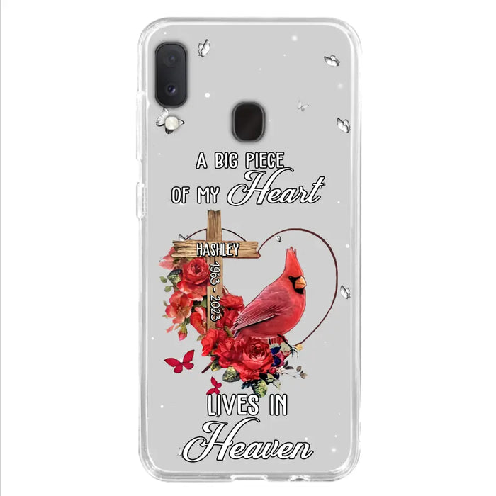 Personalized Memorial Cardinal Phone Case - Memorial Gift Idea For Family - A Big Piece Of My Heart Lives In Heaven - Case For iPhone/Samsung