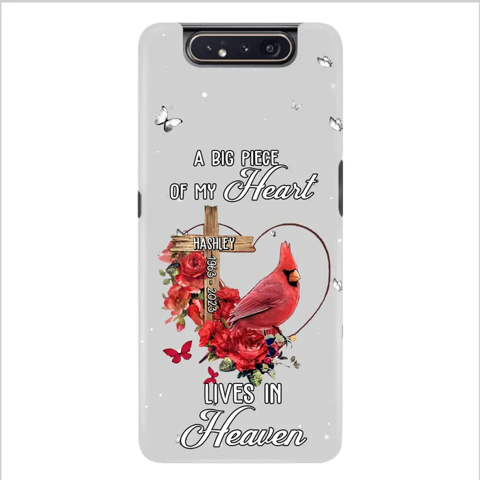 Personalized Memorial Cardinal Phone Case - Memorial Gift Idea For Family - A Big Piece Of My Heart Lives In Heaven - Case For iPhone/Samsung