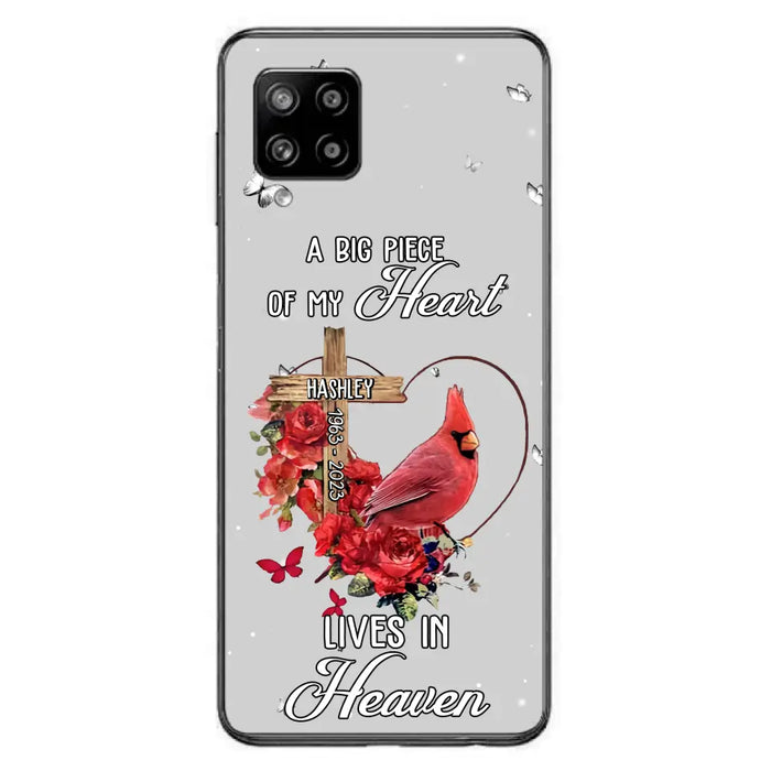 Personalized Memorial Cardinal Phone Case - Memorial Gift Idea For Family - A Big Piece Of My Heart Lives In Heaven - Case For iPhone/Samsung