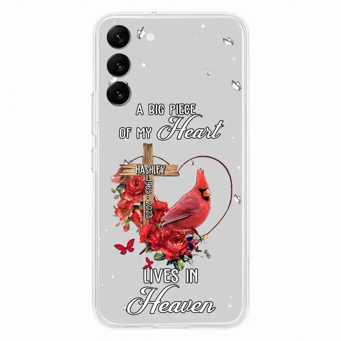 Personalized Memorial Cardinal Phone Case - Memorial Gift Idea For Family - A Big Piece Of My Heart Lives In Heaven - Case For iPhone/Samsung