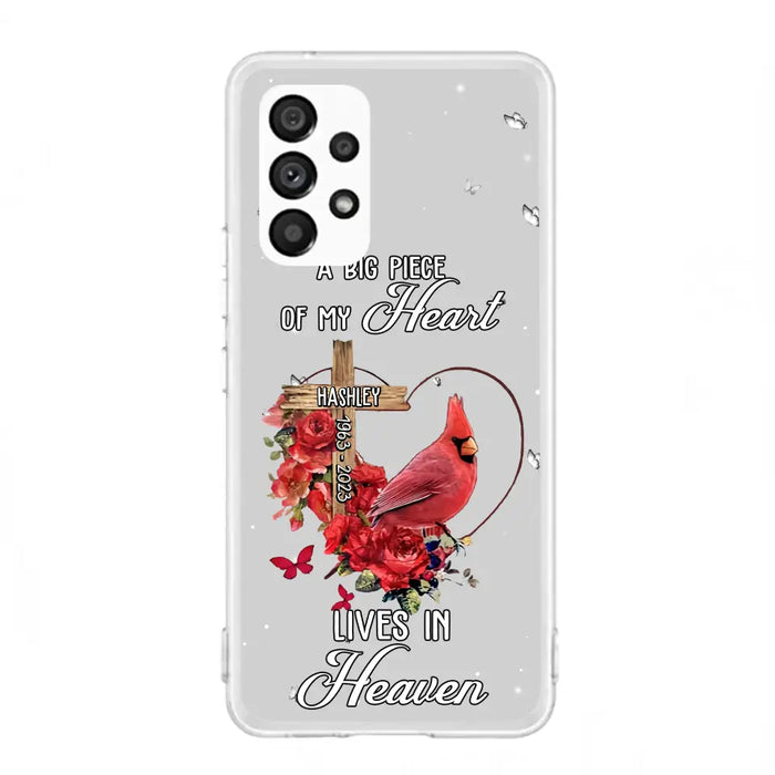 Personalized Memorial Cardinal Phone Case - Memorial Gift Idea For Family - A Big Piece Of My Heart Lives In Heaven - Case For iPhone/Samsung