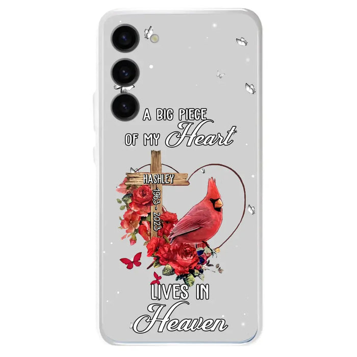 Personalized Memorial Cardinal Phone Case - Memorial Gift Idea For Family - A Big Piece Of My Heart Lives In Heaven - Case For iPhone/Samsung