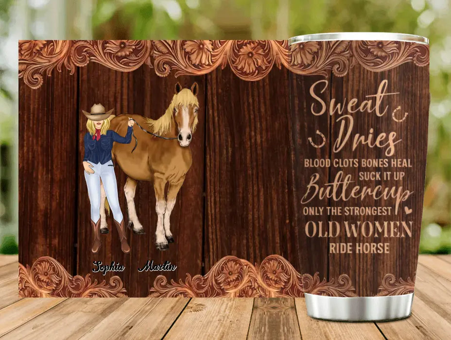 Custom Personalized Horse Lady Tumbler - Gift Idea For Horse Lovers - Sweat Dries