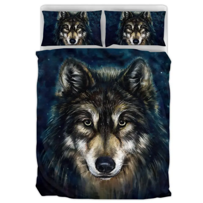 Personalized Painting Wolf Quilt Bed Sets - Best Gift Idea For Family