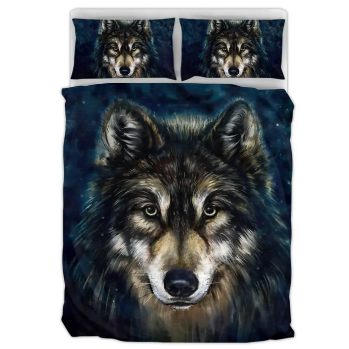Custom Personalized Painting Wolf Quilt Bed Sets - Best Gift Idea For Family