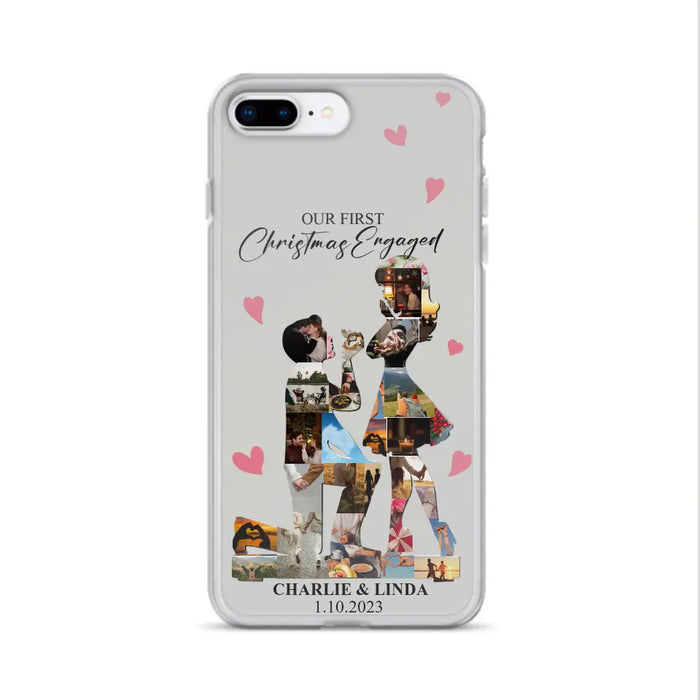 Custom Personalized Couple Photo Phone Case - Gift Idea For Couple/Him/Her - Upload Photo - Case For iPhone/Samsung - Our First Christmas Engaged