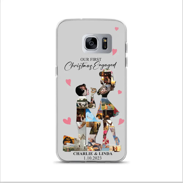 Custom Personalized Couple Photo Phone Case - Gift Idea For Couple/Him/Her - Upload Photo - Case For iPhone/Samsung - Our First Christmas Engaged